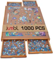Jumbl 1000-Piece Puzzle Board | 23? x 31? Wooden Jigsaw Puzzle Table with 4 Remo