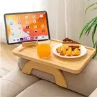 Couch Arm Tray,Bamboo Sofa Tray Table Clip on Side Table for Wide Cou...