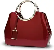 [NICOLE & DORIS] NICOLE&DORIS Handbag Crossbody Top Handle Shoulder Purse Bag Tote Women Satchel Waterproof Bright PU Leather