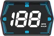 Head Up Display, Speedometer Universal Car Heads-up Display 3 Inch MPH Meter with Compass Over Alarm for All Vehicles, Plug and Play Black
