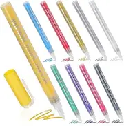 10-Piece Acrylic Paint Pen Set for Nail Art Fine Tip Markers in Assorted Colors for DIY Crafts Fabric and Glass Painting