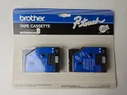 Brother P-touch Tape Cassette 2 Pack TC-10 Laminated Labels Black on Clear 1/2"