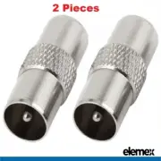 2x PAL TV Antenna Male to Male RF Coax Cable Adapter/ Connector- GENDER CHANGE