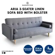 Madison Sofa Bed Lounge Couch Futon Furniture Home Dark Grey Linen Suite