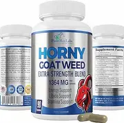 Horny Goat Weed 1590mg Extra Strength Blend, w. Maca, L-Arginine, Ginseng, Libido, Stamina, Energy Support, Non-GMO Formula, 90 Capsules