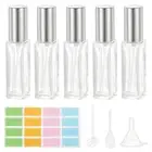5 Pcs 10ml Travel Perfume Bottle with 3 Pcs Refill Tool, Labels, Clear/Silver