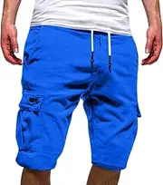[Generic] 2025 Cargo Shorts for Men Drawstring Elastic Waist Work Shorts Summer Casual Hiking Short Pants with Pockets