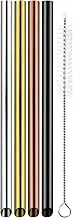 Avanti Stainless Steel Bubble Tea Straws with Cleaning Brush, Precious Metals (Pack of 4)