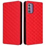Phone Shell for Nokia G42 Rhombus Imprinted Wallet Case Viewing Stand PU Leather Cover