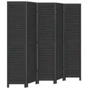 vidaXL Room Divider Privacy Screen Partition 5 Panels Black Paulownia