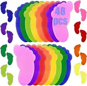 Unixing 48PCS Carpet Makers Spot Markers for Classroom, Multicolor Floor Spots Kids, Sitting Dots Kids Magic Circles Teachers, Preschool and Kindergarten (Foot Shaped)