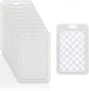 10Pcs Clear Vertical Name Tag Badge Id Card Holders Heavy Duty Transparent Badge Holder Double Sided Hard Rigid Bus Card Holder Case for Lanyard School Office Students (A)