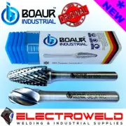 BOAUR TCT 1/4" Carbide Burr SD1DC Ball Burr Nose Rotary Drill Bit Double Cut 6mm