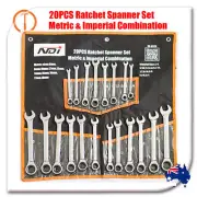 20Pc Ratchet Spanner Set Metric & Imperial Combination Open End Ring CR-V 0329
