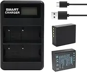 2 pcs 1720mAh BLH-1 BLH1 Battery with Dual Battery Charger for EM1 Mark ii EM1-2 EM1 Mark 2 EM1 Mark iii EM1 Mark 3 EM1X E-M1X