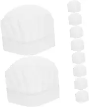 [MOTHNUR] 10pcs Chef Hat Pastry Cap Chef Hat for Baker Cap for Baker Hat for Work Caps Baker Hat Pastry Cooking Hat White