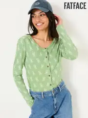FatFace Leah Green Woodblock Button Through Top (E86582) | $81