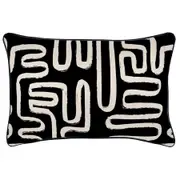 Cushion Cover-With Black Piping-Maze Black-35cm x 50cm