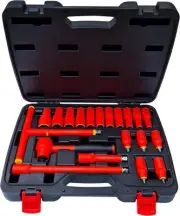1000V Insulated Metric Socket Set | 20 Piece 3/8" Drive | 5 Hex Bits One Size