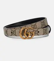 [Gucci] Gucci GG Supreme and leather reversible belt Inch 35.5 beige