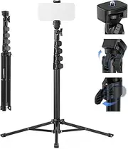 NEEWER Phone Tripod & Selfie Stick,18.3"-61" Telescopic Portable Cellphone Tripod Stand with Phone Holder, 180°Adjustable Compatible with iPhone Android Smartphone, Action Camera, Mini Light,ST155