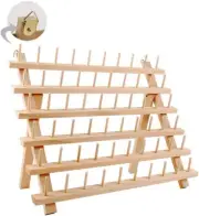 60-Spools Wooden Thread Holder Sewing and Embroidery Thread Rack and