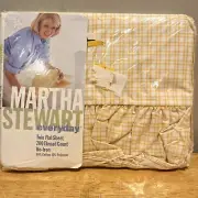 Martha Stewart Vintage Twin Flat Sheet Yellow Gingham Ruffled Edge Cotton Blend