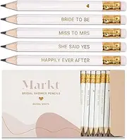 Markt Mini Pencils for Bridal Shower Games, Bridal Shower Pens, Heart Pencils, Small Pencil Set For Prizes, Game Winner Gifts (White)