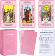 Pink Tarot Cards Deck Set for Beginners with Guidebook and Velvet Bag