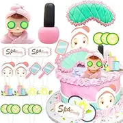 LaVenty Spa Party Cake Topper Spa Party Cake Decoration Eye Mask Cake Topper Spa Party Supplies Spa Party Favors Spa Party Cupcake Toppers Nail polish Cake Topper