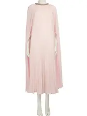 Pink Chiffon Cape Midi Dress