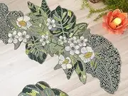 [Enliven] Handmade Table Runner, Flower and Leaf Spring Beaded Table Runner, 13x36 inch
