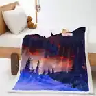 Snow Dark Forest Beautiful Clouds 3D Warm Plush Fleece Blanket Picnic Sofa Couch