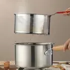 Wood Handle Deep Fryer Pot with Strainer Cooking Pot with Filter Mesh Milk