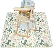 Baby Splash Mat Non-slip High Chair Feeding Mat Waterproof Baby Splat Mat Cute Cartoon Baby Spill Mat Reusable High Chair Floor Mat Machine Washable Portable for Under Highchair Picnic Art 53×53in (B)
