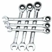 6pcs Combination Spanner Fixed Head Wrench Set Ratcheting Handle Repair Tools
