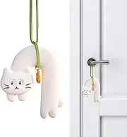 Cat Car Pendant, Aromatherapy Rearview Mirror Charm, Cat Design Interior Decoration, Elegant and Charming Car Bedroom Living Room Door Window Decor, Np Mineral Powder, White