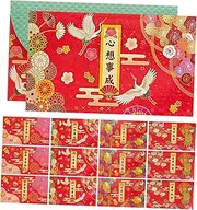 LALAFINA 12pcs Money Bag Wide Application Festival Red Packet Money Pocket New Year Theme for Present