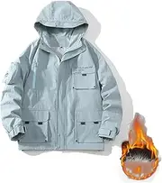 [ALTALIVA] Men's 3 in 1 Waterproof Ski Jacket, Warm Winter Coat Windproof Rain Jackets, Snowboarding Mountain Coats with Inner Warm Fleece Coat for Hiking Golf Running (Light Grey-With Liner,M), Light
