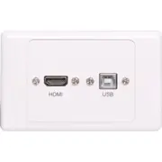 Dynalink USB B HDMI Wallplate Dual Cover with Socket Flyleads