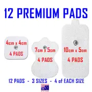 BEURER EM49 TENS EMS compatible ELECTRODE 12 PADS - 3 SIZES - 4 of EACH SIZE