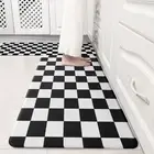 Black Checkered Grid Checkerboard Kitchen Rug Sets 2 PCs Anti-Fatigue Waterpr
