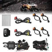 KEMIMOTO UTV Blinker Kit, UTV ATV Turn Signal Kit with Rocker Switch, Universal Plug & Play Street Legal Kit Compatible with Can-Am Defender X3, Polaris Ranger RZR General, Pioneer, Kawasaki, CFMOTO