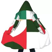 Personalized Hooded Cloak Coat, Christmas Geometric Shapes Color Block Cloak