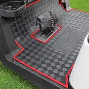 Roykaw Golf Cart Mat Full Coverage Floor Liner for Club Car Precedent (2004-2022), Onward & Tempo (2017-2022), Villager & V4L (2019-2022), Non-Slip and Easy to Clean - Black Trim/Red Trim