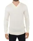 Ermanno Scervino Men Off-White Sweater Wool V-Neck Slim Casual Pullover IT 46 S