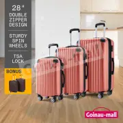 Luggage Suitcase Trolley Set 3PCS TSA Travel Storage Organiser Case Rose Gold