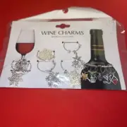 Cocktail Wine Glass Charms Set of 6 New in Package- Estate Find