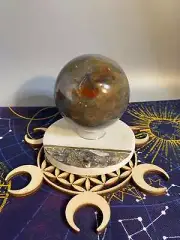 1.2 Lb Hand Carved Ocean Jasper Stone Sphere Crystal Specimen 2.9 Inch Diameter