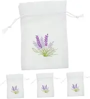 PRETYZOOM 4pcs Lavender Sachet Drawstring Pouches: Empty Fragrance Bags - Canvas Embroidered Scented Pouches for Friends and Family
